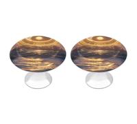 HETPLSD 2 Pack Stainless Steel Cabinet Knobs, Taiji Ocean Drawer Pull Single Hole with Screws, Durable Cabinet Hardware for Kitchen, Dressers, 1.1 Inch Diameter