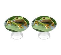 HETPLSD 2 Pack Stainless Steel Cabinet Knobs, Tree Frog Baby Drawer Pull Single Hole with Screws, Durable Cabinet Hardware for Kitchen, Dressers, 1.1 Inch Diameter