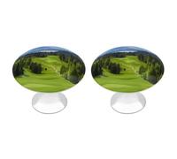 HETPLSD 2 Pack Stainless Steel Cabinet Knobs, Vancouver Golf Course Drawer Pull Single Hole with Screws, Durable Cabinet Hardware for Kitchen, Dressers, 1.1 Inch Diameter