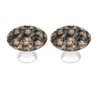 HETPLSD 2 Pack Stainless Steel Cabinet Knobs, Water Margin Heroes Drawer Pull Single Hole with Screws, Durable Cabinet Hardware for Kitchen, Dressers, 1.1 Inch Diameter