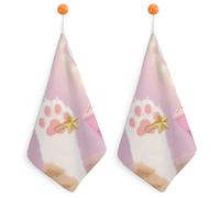 HETPLSD 2PCS Cat's Paw Holds A Pin Hand Towels, 11.8x11.8 Inch Microfiber Kitchen Towels with Hanging Loop, Super Absorbent & Fast Drying Small Towel for Bathroom Kitchen