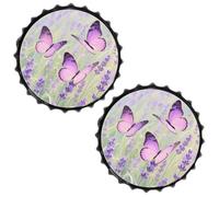 HETPLSD 2PCS Metal Tin Sign 11.8 Inch - Beer Bottle Cap Shaped, Cafe Decoration Vintage Iron Signs Butterfly Wall Art Plaque for Home Bar, Man Cave & Kitchen