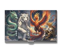 HETPLSD 4 Great Divine Beasts Business Card Holder, Slim Metal Name Cards Organizer, Professional Business Card Case for Men & Women