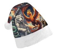 HETPLSD 4 Great Divine Beasts Santa Hat Adult Soft Christmas Hat Unisex Xmas Elf Felt Hats for Xmas New Year Party