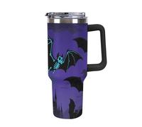 HETPLSD 40 Oz Stainless Steel Tumbler with Straw - Leakproof Lid | BPA-Free | Cup Holder Friendly, Halloween Flying Bat Coffee Cup Vacuum Insulated Travel Mug for Hot & Cold Drinks