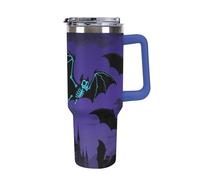 HETPLSD 40 Oz Stainless Steel Tumbler with Straw - Leakproof Lid | BPA-Free | Cup Holder Friendly, Halloween Flying Bat Coffee Cup Vacuum Insulated Travel Mug for Hot & Cold Drinks