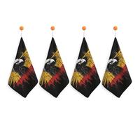 HETPLSD 4PCS Germany Flag Eagle Hand Towels, 11.8x11.8 Inch Microfiber Kitchen Towels with Hanging Loop, Super Absorbent & Fast Drying Small Towel for Bathroom Kitchen