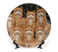 HETPLSD 7inch Elegant Bone China Decorative Plate with Stand, Orange Cats Wall Decor Plate Ceramic Ornaments Wall Or Table Display for Office, Home & Entryway Decor