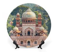 HETPLSD 8inch Elegant Bone China Decorative Plate with Stand, Regarding India Wall Decor Plate Ceramic Ornaments Wall Or Table Display for Office, Home & Entryway Decor
