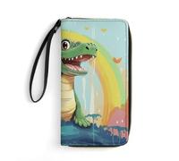 HETPLSD A Cute Crocodile on A Rainbow Background Wallet, Long PU Leather Wallet with Wrist Strap, Large Capacity & Multi Card Holder Wallets