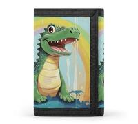 HETPLSD A Cute Crocodile on A Rainbow Background Wallet, Unisex Tri-Fold Wallet with Card Slots & Keychain, Lightweight & Minimalist Wallets for Travel, Daily Use, Gifts