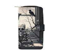 HETPLSD A Raven on The Windowsill Bifold Wallet for Men & Women, Slim PU Leather Wallets with 12 Card Slots | Zipper Cash Pocket | ID Window, Compact Travel Wallet for Daily Use