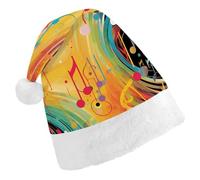 HETPLSD Abstract Music Themed Santa Hat Adult Soft Christmas Hat Unisex Xmas Elf Felt Hats for Xmas New Year Party