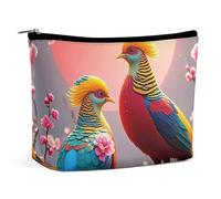 HETPLSD Beautiful Cuckoo Bird Cosmetic Bag PU Leather Makeup Bag with Zipper, Portable Travel Toiletry Organizer for Women Men