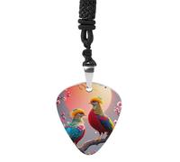 HETPLSD Beautiful Cuckoo Bird Guitar Pick Necklace Titanium Steel Guitar Pick Pendant Cool Rock Music Necklace for Women Men