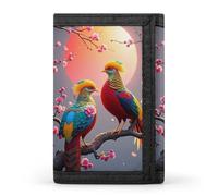 HETPLSD Beautiful Cuckoo Bird Wallet, Unisex Tri-Fold Wallet with Card Slots & Keychain, Lightweight & Minimalist Wallets for Travel, Daily Use, Gifts