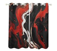 HETPLSD Black and Red Marble Curtains for Bedroom Thermal Insulated - 52"x72" 2 Panels Blackout Drapes Room Darkening Window Curtains Grommet Drapes for Living Room, Nursery, Office