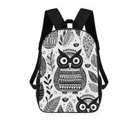 HETPLSD Black And White Owl Backpack - Durable 600D Polyester, 17 Inch Backpack with Ergonomic Adjustable Straps, Lightweight Travel Bag for Men & Women