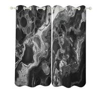 HETPLSD Black Marble Pattern Curtains for Bedroom Thermal Insulated - 52"x72" 2 Panels Blackout Drapes Room Darkening Window Curtains Grommet Drapes for Living Room, Nursery, Office