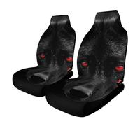 HETPLSD Black Red Eyed Wolf Car Seat Covers 2PCS, Universal Front Car Seat Covers for Easy Installation, Elastic Breathable Auto Front Seats Protector for Cars, SUV, Sedan