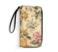 HETPLSD Blooming Flowers Wallet, Long PU Leather Wallet with Wrist Strap, Large Capacity & Multi Card Holder Wallets