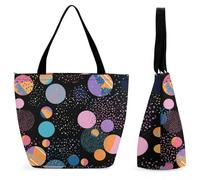HETPLSD Blue And Black Circles Tote Bag, Stylish Women's Handbags Large Capacity, Durable Oxford Grocery Bag for Work, Shopping