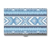 HETPLSD Blue And White Pattern Business Card Holder, Slim Metal Name Cards Organizer, Professional Business Card Case for Men & Women