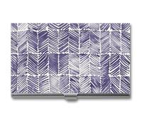 HETPLSD Blue Lines Pattern Business Card Holder, Slim Metal Name Cards Organizer, Professional Business Card Case for Men & Women