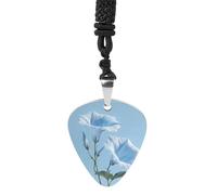 HETPLSD Blue Morning Glory Guitar Pick Necklace Titanium Steel Guitar Pick Pendant Cool Rock Music Necklace for Women Men