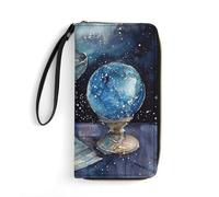 HETPLSD Blue Snowball Painting Wallet, Long PU Leather Wallet with Wrist Strap, Large Capacity & Multi Card Holder Wallets