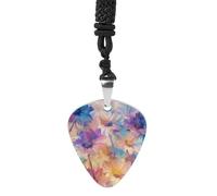 HETPLSD Blur Effect Flowers Guitar Pick Necklace Titanium Steel Guitar Pick Pendant Cool Rock Music Necklace for Women Men