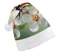 HETPLSD Butterfly Ladybug Flower Santa Hat Adult Soft Christmas Hat Unisex Xmas Elf Felt Hats for Xmas New Year Party