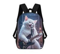 HETPLSD Cat Singer Backpack - Durable 600D Polyester, 17 Inch Backpack with Ergonomic Adjustable Straps, Lightweight Travel Bag for Men & Women