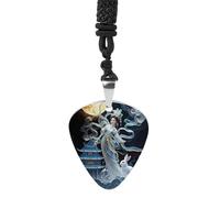 HETPLSD Chang'e Fairy Guitar Pick Necklace Titanium Steel Guitar Pick Pendant Cool Rock Music Necklace for Women Men