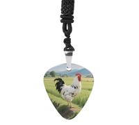 HETPLSD Chicken Guitar Pick Necklace Titanium Steel Guitar Pick Pendant Cool Rock Music Necklace for Women Men