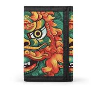HETPLSD Chinese Lion New Year Wallet, Unisex Tri-Fold Wallet with Card Slots & Keychain, Lightweight & Minimalist Wallets for Travel, Daily Use, Gifts