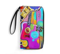 HETPLSD Color Acoustic And Guitars Wallet, Long PU Leather Wallet with Wrist Strap, Large Capacity & Multi Card Holder Wallets