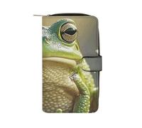 HETPLSD Cute Frog Bifold Wallet for Men & Women, Slim PU Leather Wallets with 12 Card Slots | Zipper Cash Pocket | ID Window, Compact Travel Wallet for Daily Use