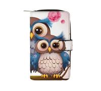 HETPLSD Cute Owls Bifold Wallet for Men & Women, Slim PU Leather Wallets with 12 Card Slots | Zipper Cash Pocket | ID Window, Compact Travel Wallet for Daily Use