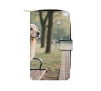 HETPLSD Dog Resting on Bench Bifold Wallet for Men & Women, Slim PU Leather Wallets with 12 Card Slots | Zipper Cash Pocket | ID Window, Compact Travel Wallet for Daily Use