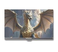HETPLSD Dragon Purple Moon Business Card Holder, Slim Metal Name Cards Organizer, Professional Business Card Case for Men & Women