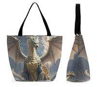 HETPLSD Dragon Purple Moon Tote Bag, Stylish Women's Handbags Large Capacity, Durable Oxford Grocery Bag for Work, Shopping