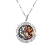 HETPLSD Elegant Diamond Necklace for Women, 4 Great Divine Beasts Pendant 1.3" with 20" Chain, Charm Necklace Jewelry Gift, One Size, Metal, alloy