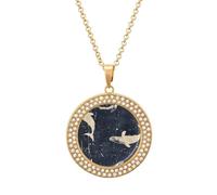 HETPLSD Elegant Diamond Necklace for Women, Blue Whale Print Pendant 1.3" with 20" Chain, Charm Necklace Jewelry Gift, One Size, Metal, alloy
