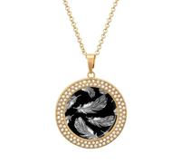 HETPLSD Elegant Diamond Necklace for Women, Line Style Feather Pendant 1.3" with 20" Chain, Charm Necklace Jewelry Gift, One Size, Metal, alloy