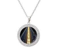 HETPLSD Elegant Diamond Necklace for Women, Strive to Make Money in 2025 Pendant 1.3" with 20" Chain, Charm Necklace Jewelry Gift, One Size, Metal, alloy