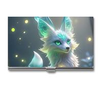 HETPLSD Fox Business Card Holder, Slim Metal Name Cards Organizer, Professional Business Card Case for Men & Women