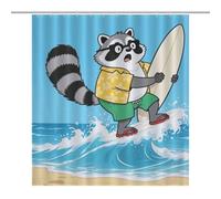 HETPLSD Funny Raccoon Shower Curtain with 12 Hooks, Rust Proof Grommets, Waterproof Heavy Duty Polyester Bath Curtains Fabric Shower Curtain Liner for Bath Tub, Machine Washable