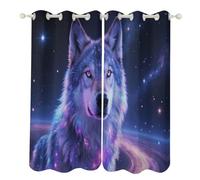HETPLSD Galaxy Wolf Curtains for Bedroom Thermal Insulated - 52"x72" 2 Panels Blackout Drapes Room Darkening Window Curtains Grommet Drapes for Living Room, Nursery, Office