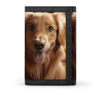HETPLSD Golden Retriever Sunflower Wallet, Unisex Tri-Fold Wallet with Card Slots & Keychain, Lightweight & Minimalist Wallets for Travel, Daily Use, Gifts